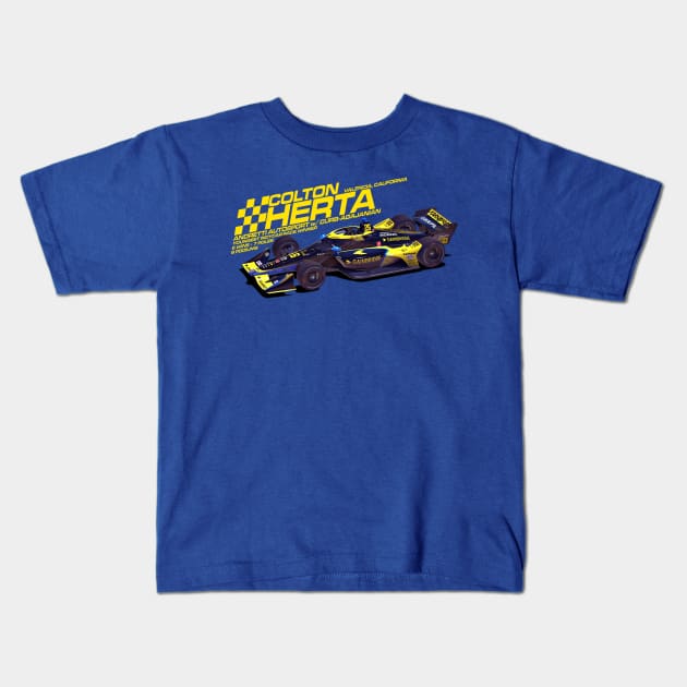 Colton Herta 2022 (yellow) Kids T-Shirt by Sway Bar Designs